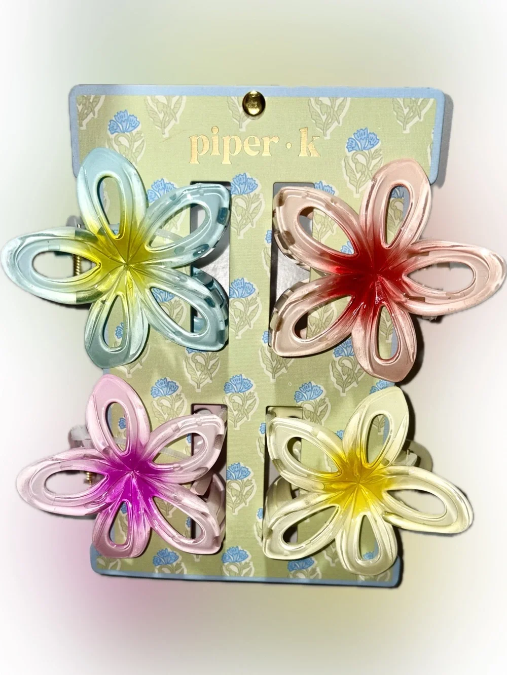 🍒 Piper K Plumeria large tropical hair clip set